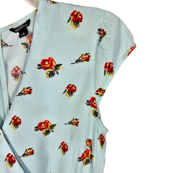 J Crew Mercantile Blue Floral Cap Sleeve Fit & Flare Faux Wrap Dress Women’s 0 - Picture 4 of 8